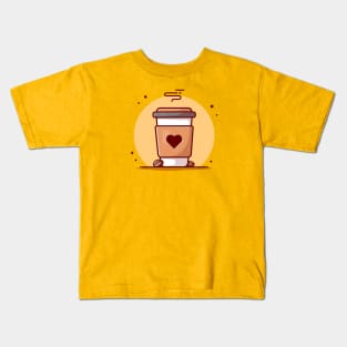 Coffee Cup Cartoon Vector Icon Illustration Kids T-Shirt